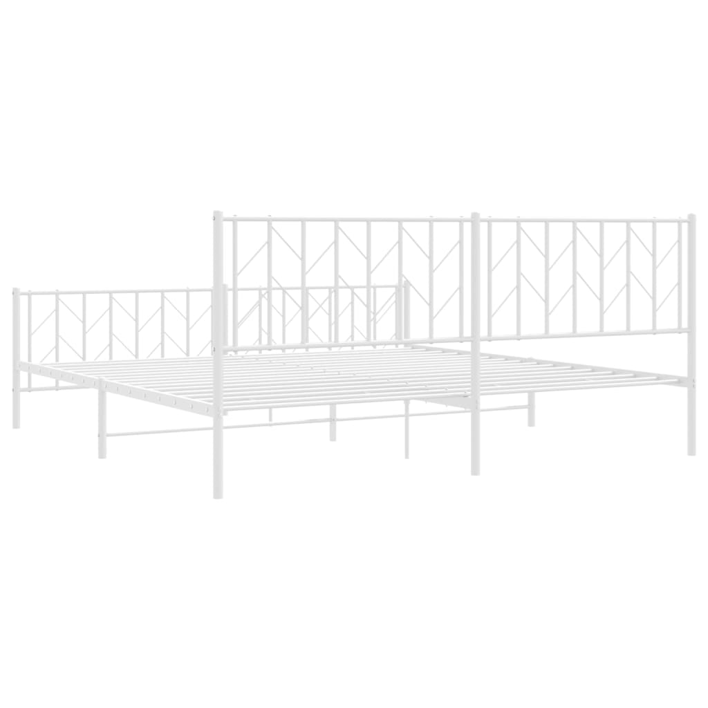 Metal Bed Frame without Mattress with Footboard White 76"x79.9"