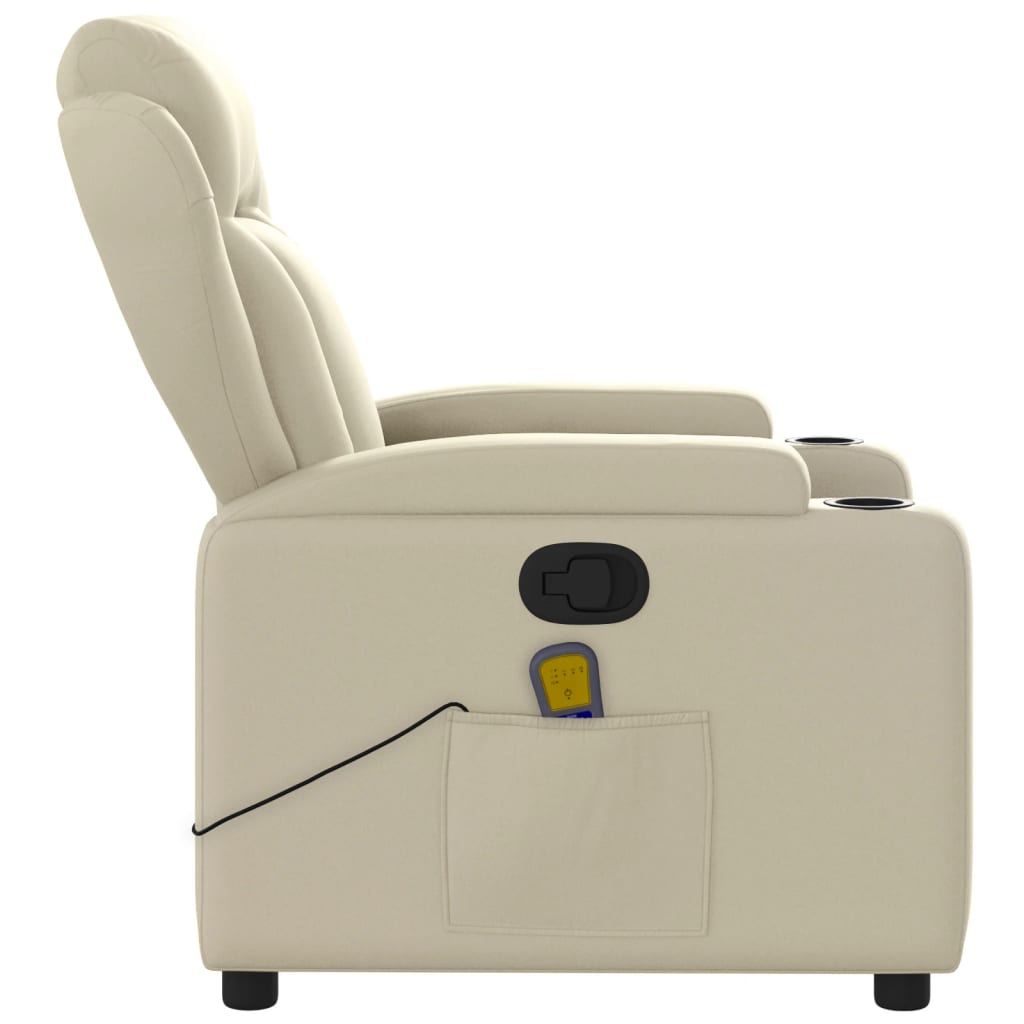 Massage Recliner Chair Cream Faux Leather