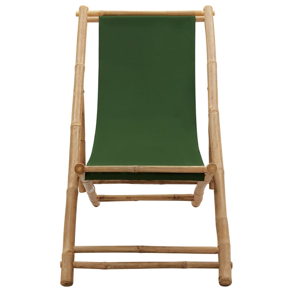 Deck Chair Bamboo and Canvas Green