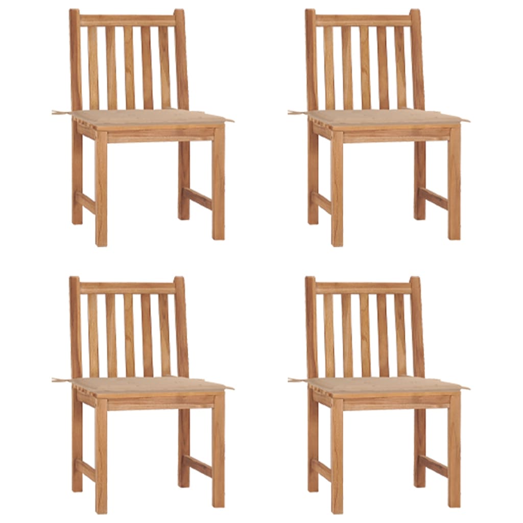 Patio Chairs 4 pcs with Cushions Solid Teak Wood