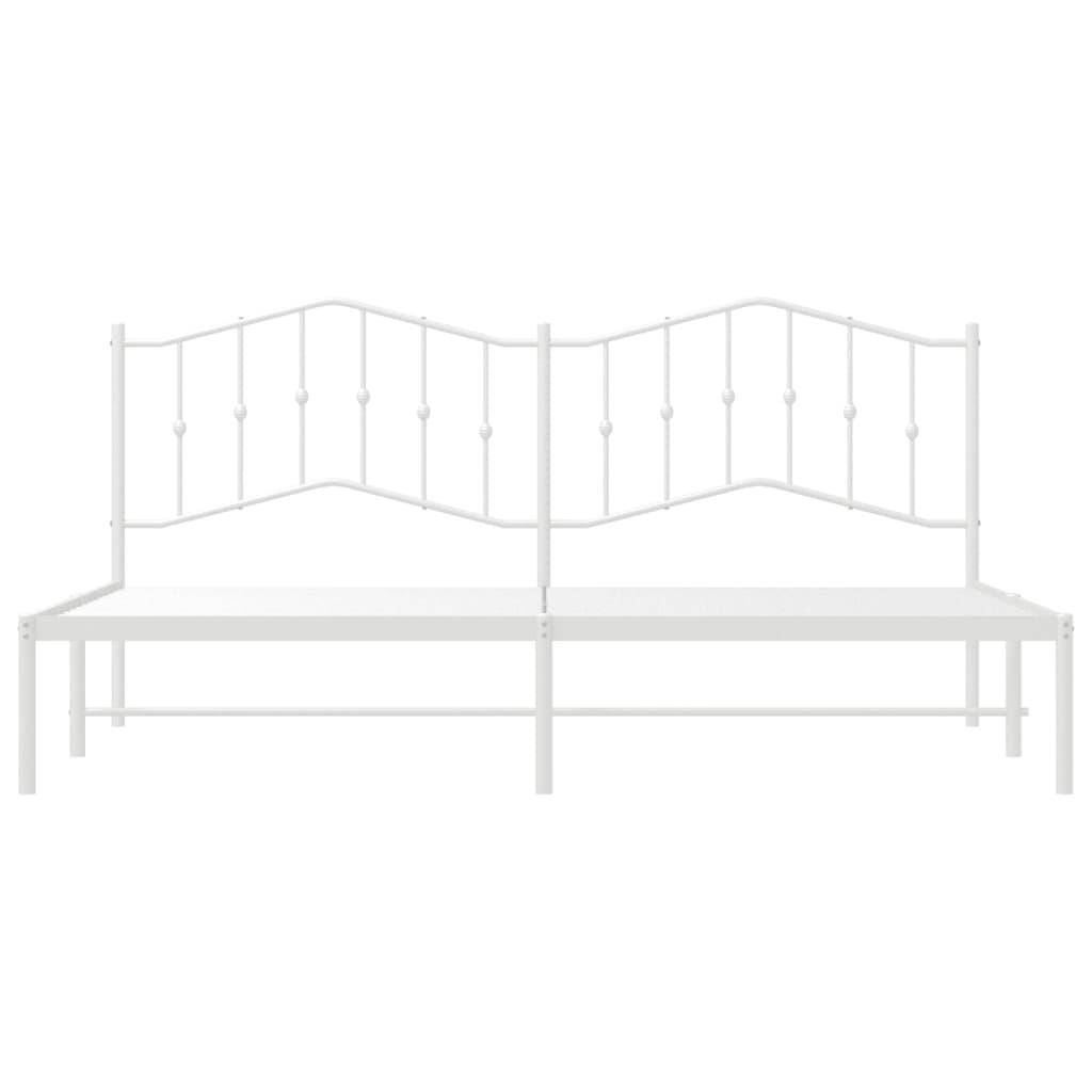 Metal Bed Frame without Mattress with Headboard White 76"x79.9"