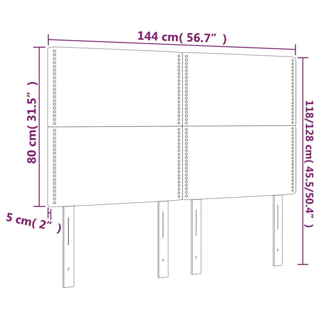 Headboards 4 pcs Black 28.3"x2"x30.7"/34.6" Faux Leather