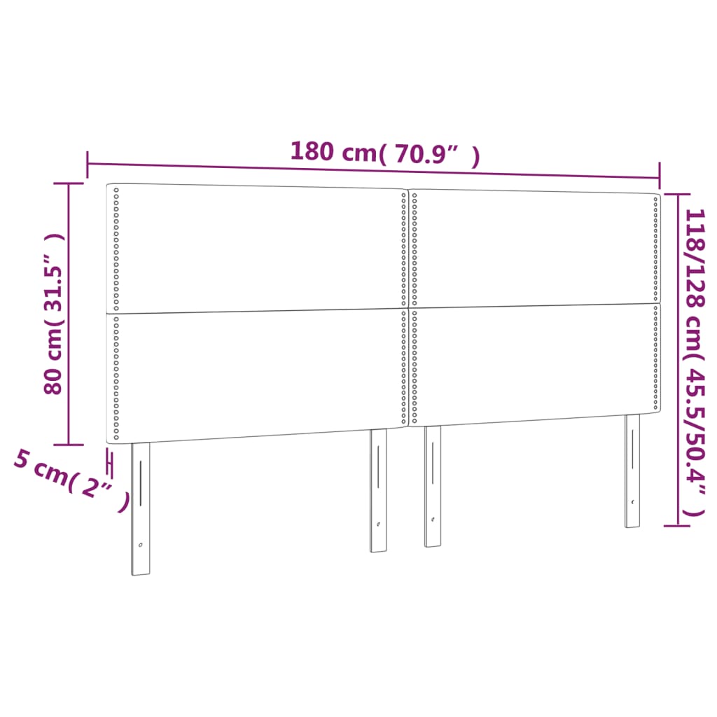 Headboards 4 pcs Light Gray 35.4"x2"x30.7"/34.6" Fabric