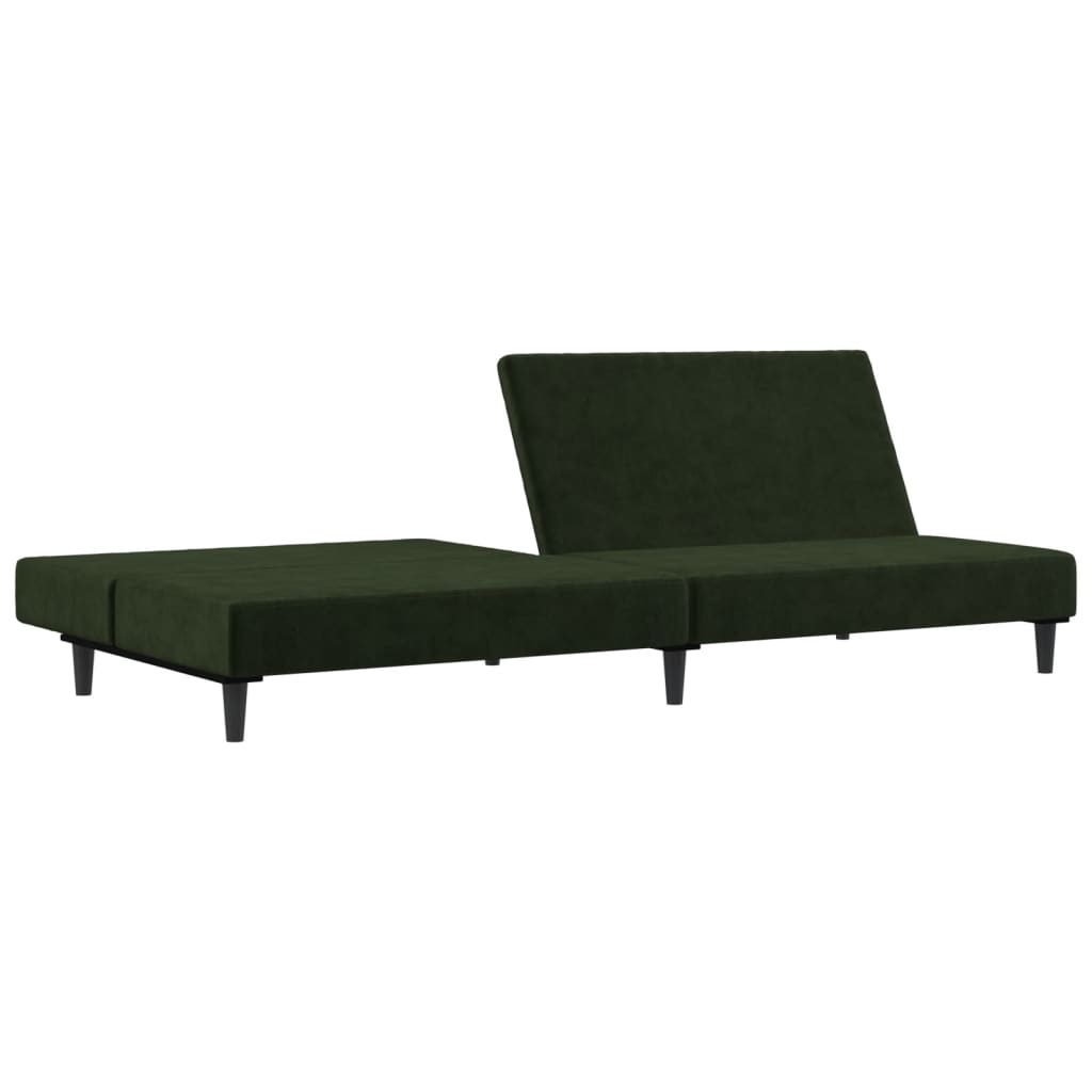 2-Seater Sofa Bed Dark Green Velvet