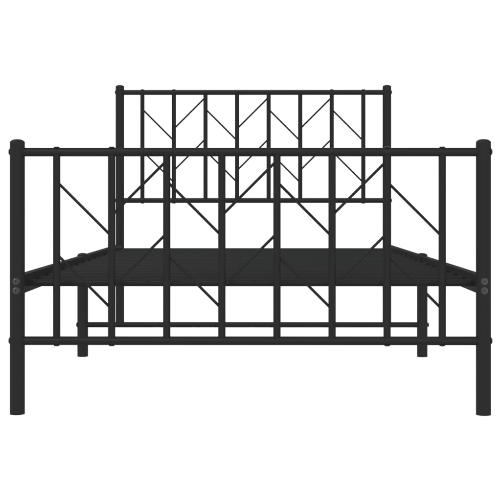 Metal Bed Frame without Mattress with Footboard Black 39.4"x78.7"