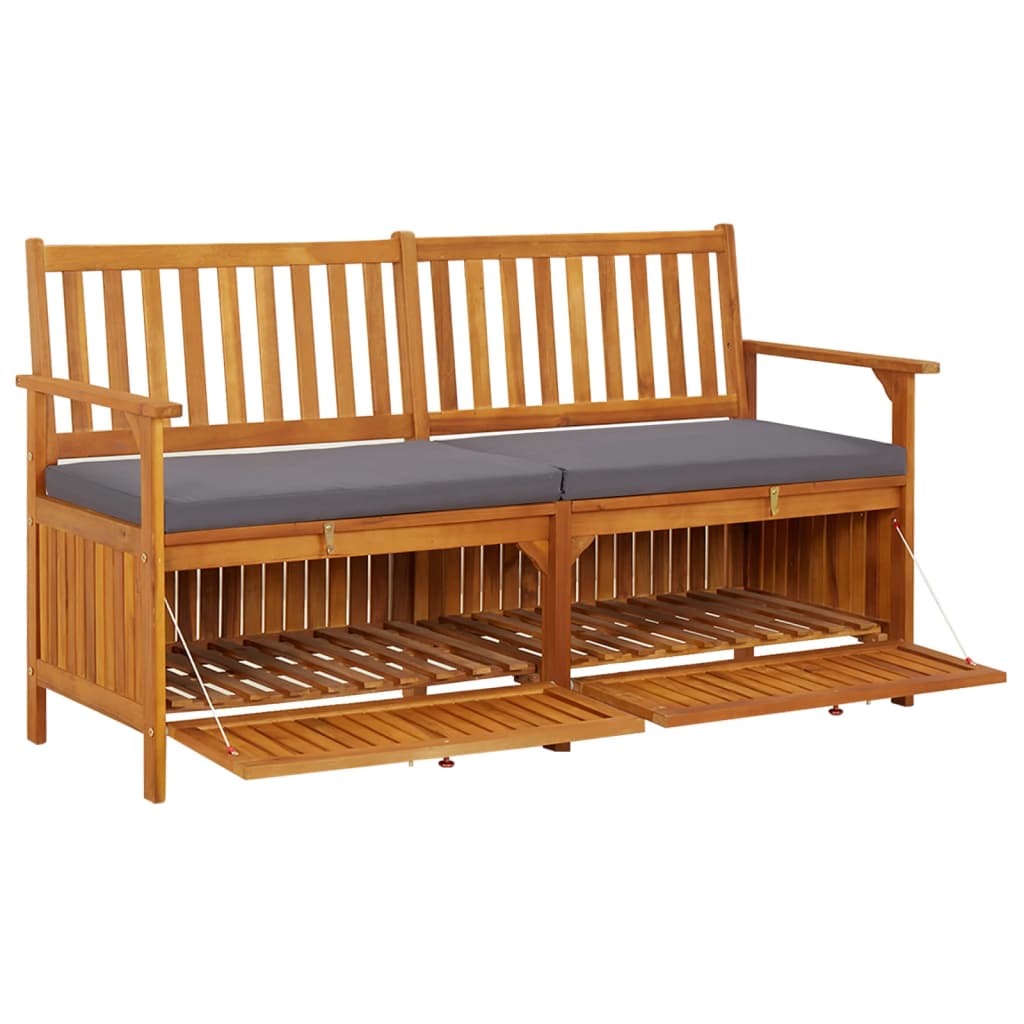 Storage Bench with Cushion 58.3" Solid Wood Acacia