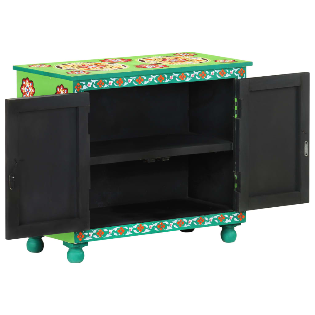 Hand Painted Sideboard Multicolor 27.6"x13.8"x23.6" Solid Mango Wood