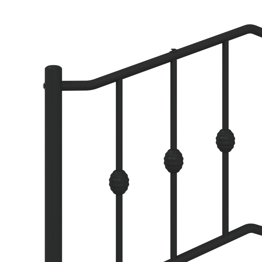 Metal Bed Frame without Mattress with Footboard Black 53.1"x74.8"