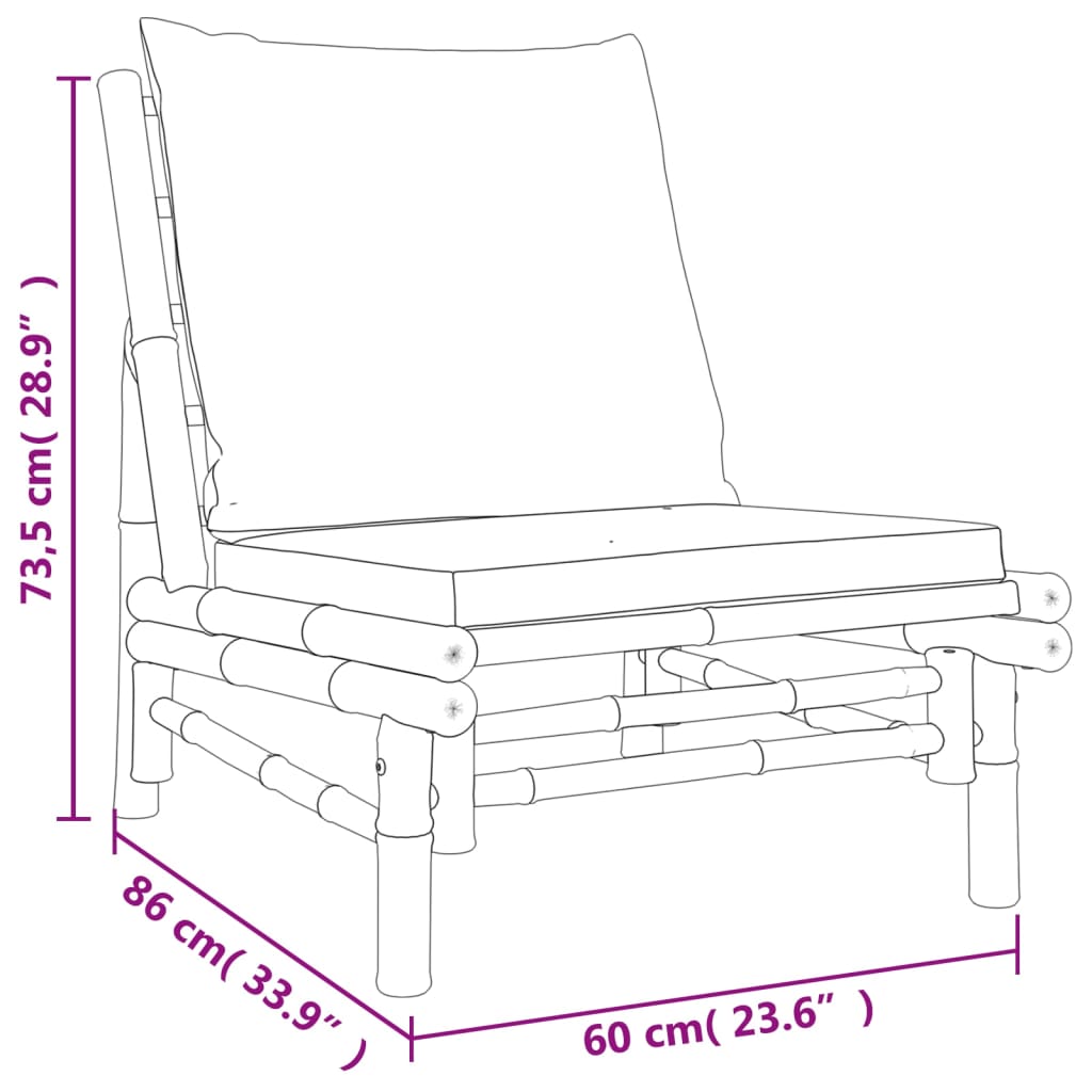 5 Piece Patio Lounge Set with Dark Gray Cushions Bamboo