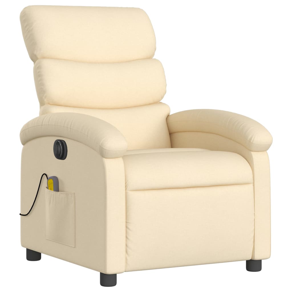 Electric Massage Recliner Chair Cream Fabric