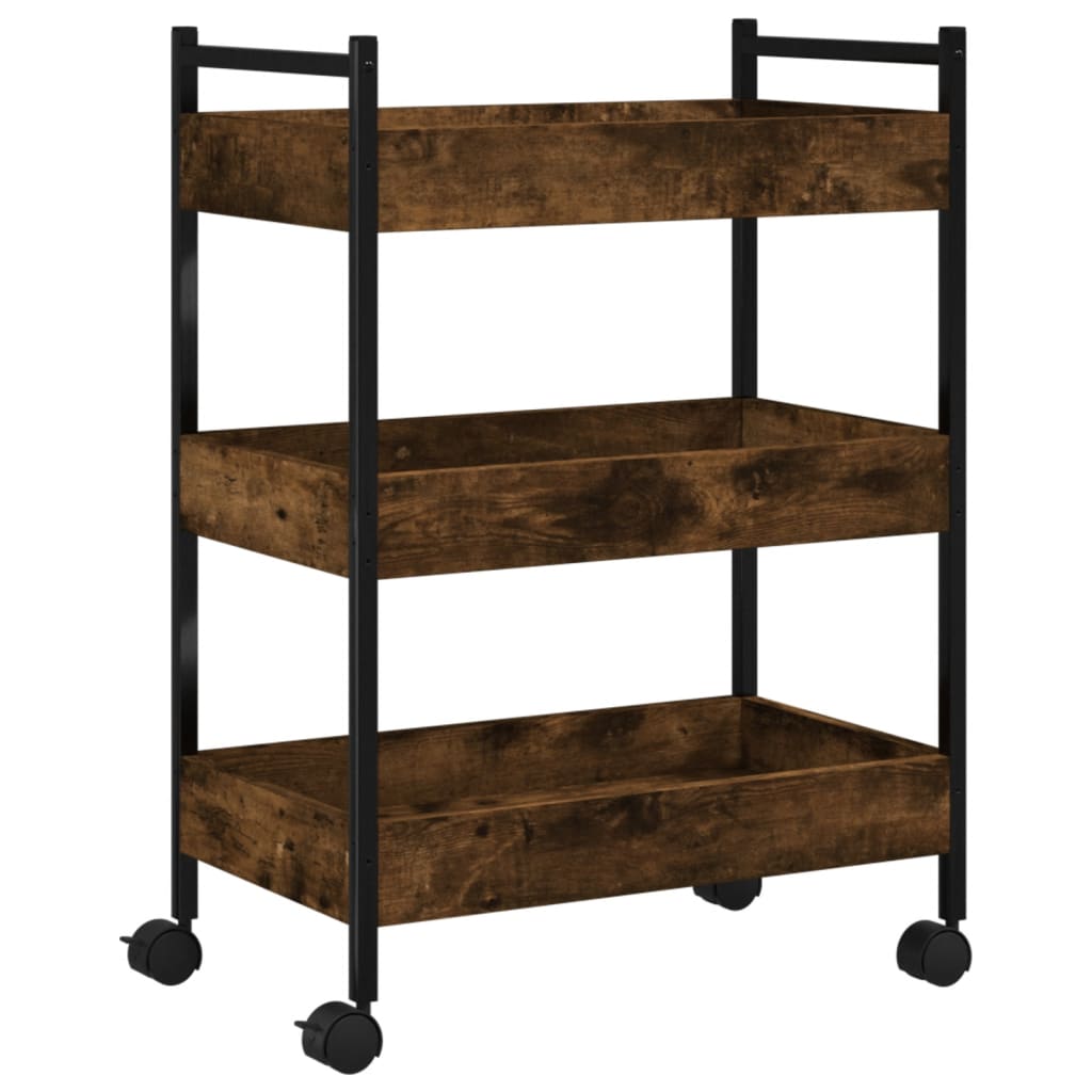 Kitchen Trolley Smoked Oak 19.7"x11.8"x27.6" Engineered Wood