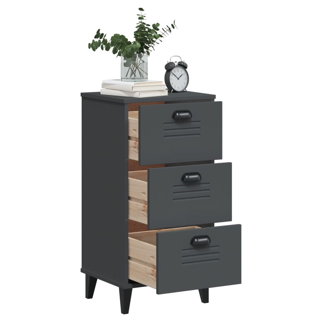 Bedside Cabinet VIKEN Anthracite Gray Engineered Wood