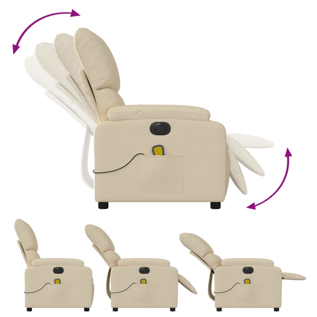 Electric Massage Recliner Chair Cream Fabric