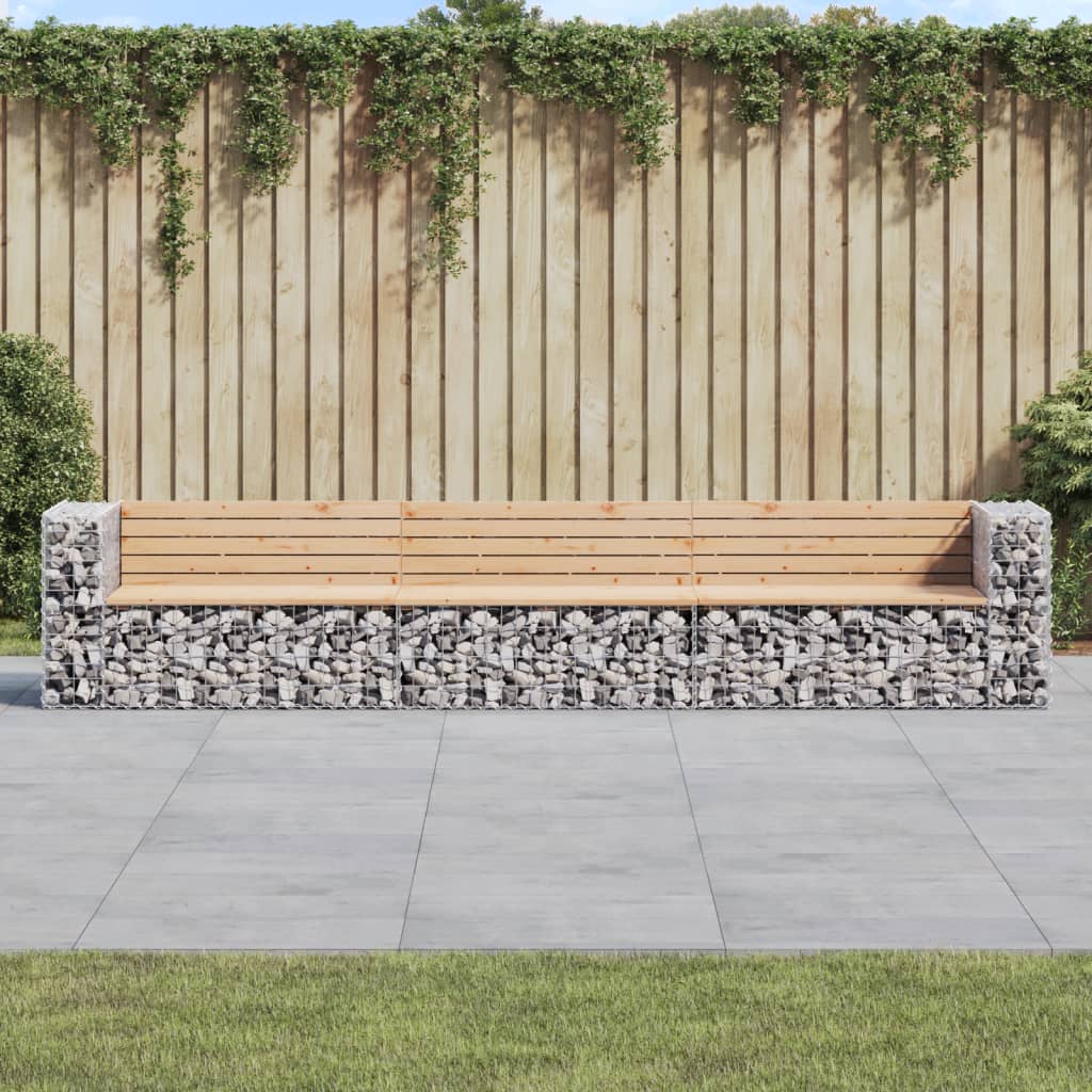 Patio Bench Gabion Design 136.6"x28"x25.8" Solid Wood Douglas