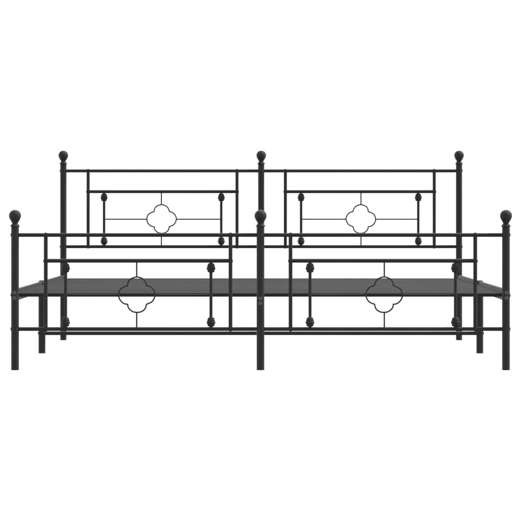 Metal Bed Frame without Mattress with Footboard Black 76"x79.9"