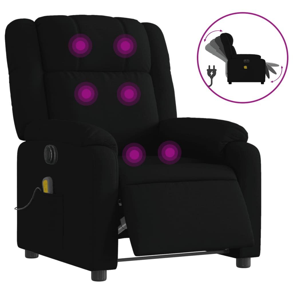 Electric Massage Recliner Chair Black Fabric