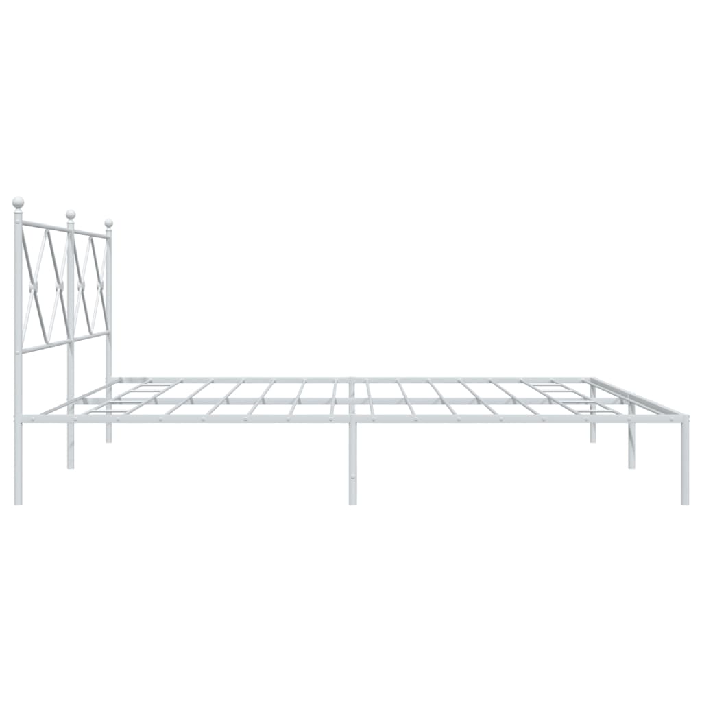 Metal Bed Frame without Mattress with Headboard White 76"x79.9"