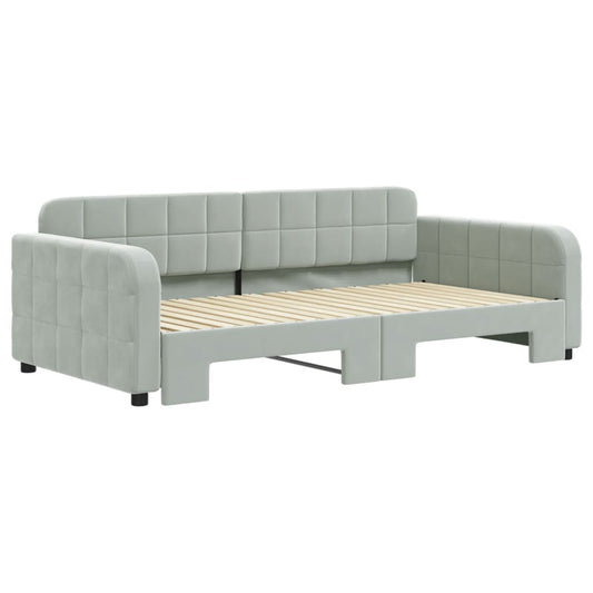 Daybed with Trundle without Mattress Light Gray 39.4"x74.8"