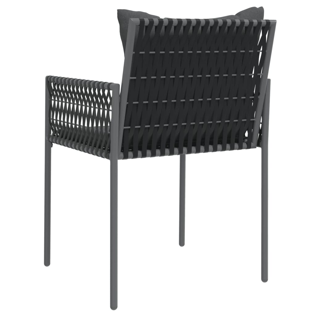 Patio Chairs with Cushions 6 pcs Black 21.3"x24"x32.7" Poly Rattan