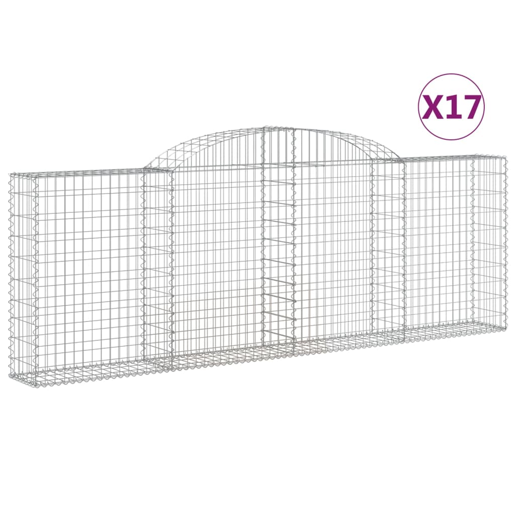 Arched Gabion Baskets 17 pcs 118.1"x11.8"x39.4"/47.2" Galvanized Iron