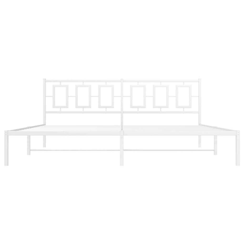 Metal Bed Frame without Mattress with Headboard White 76"x79.9"