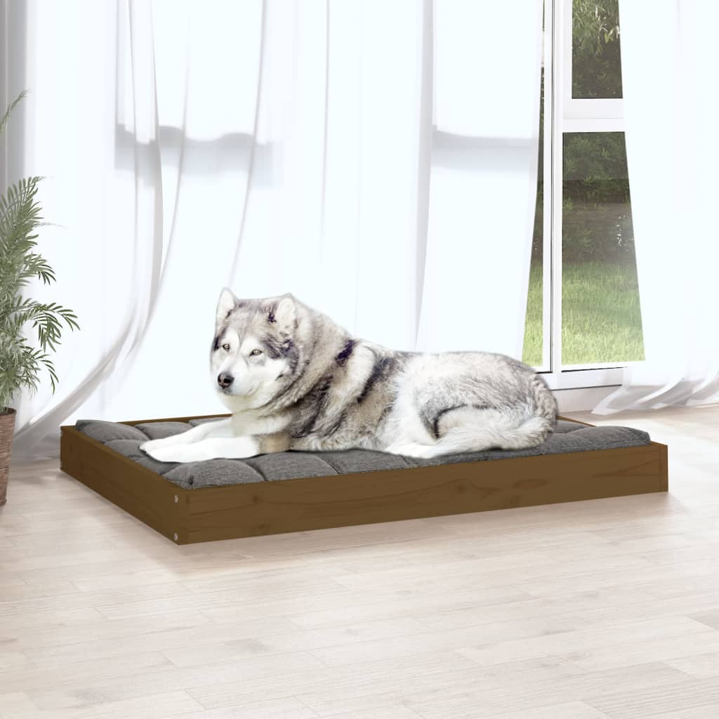 Dog Bed Honey Brown 40"x29.1"x3.5" Solid Wood Pine