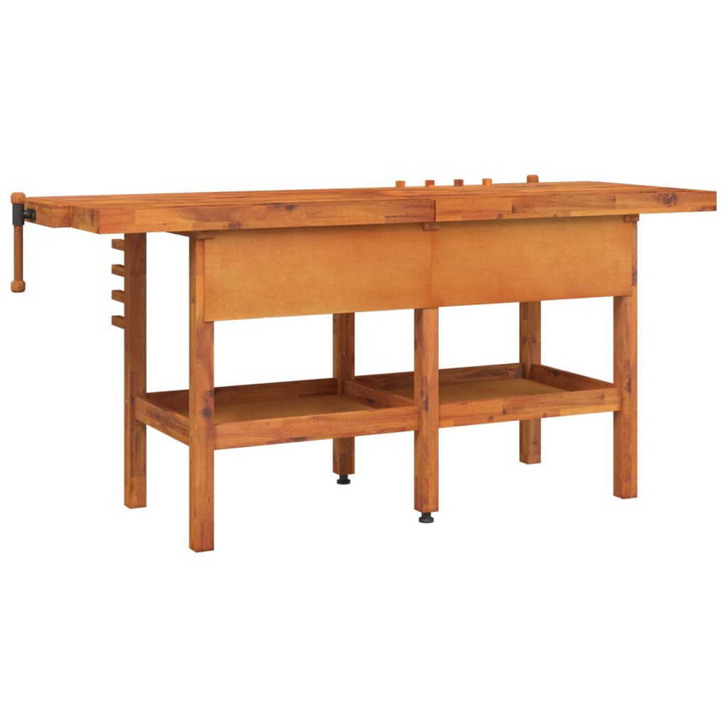 Workbench with Drawers and Vices 75.6"x24.4"x32.7" Solid Wood Acacia