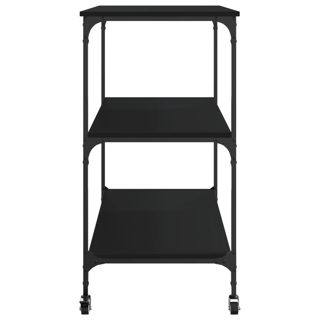 Kitchen Trolley Black 40.2"x19.7"x37.4" Engineered Wood