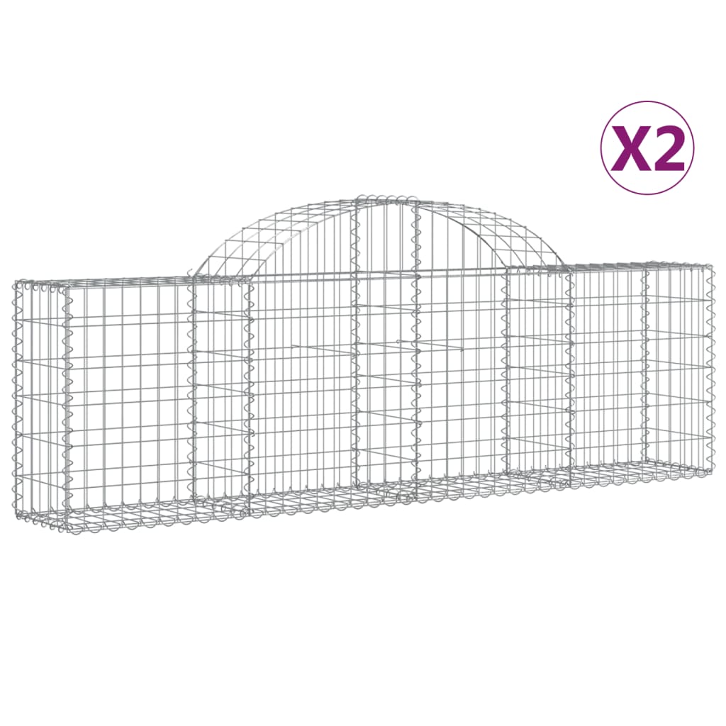 Arched Gabion Baskets 2 pcs 78.7"x11.8"x23.6"/31.5" Galvanized Iron