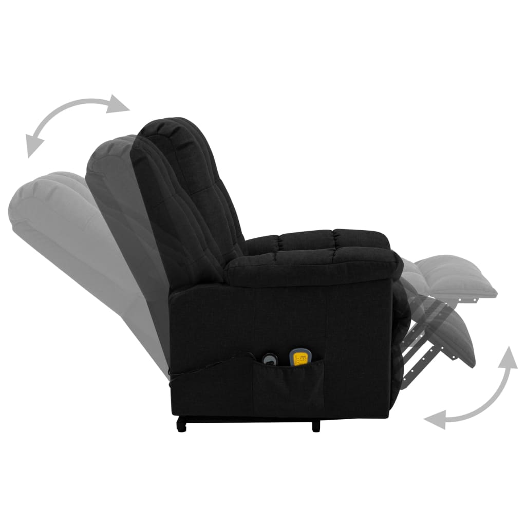 Power Lift Massage Recliner Black Fabric