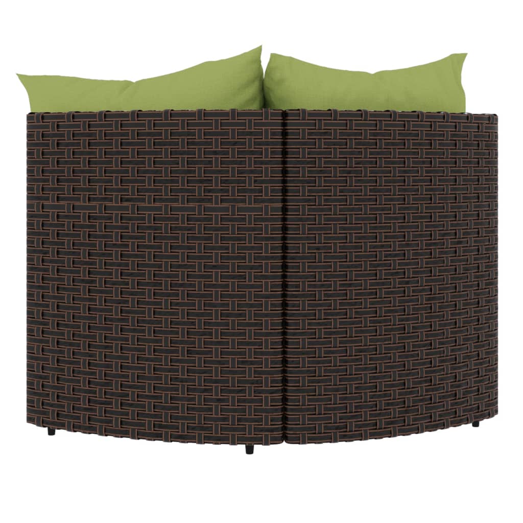 Patio Corner Sofas with Cushions 2 pcs Brown Poly Rattan