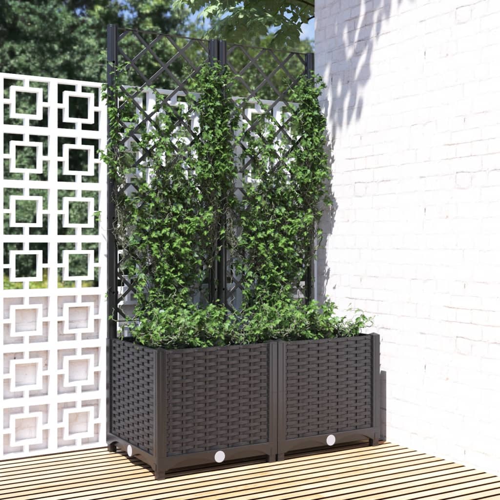 Garden Planter with Trellis Dark Gray 47.2"x15.7"x47.8" PP