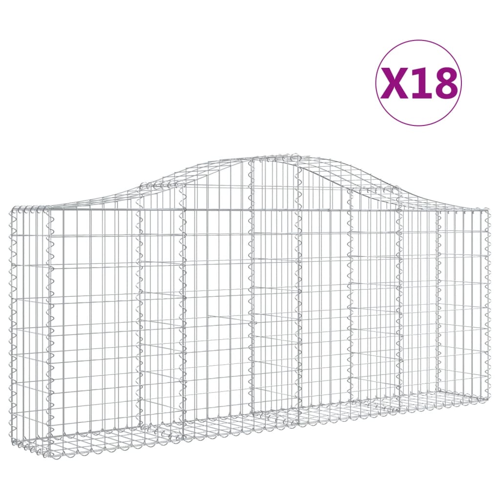 Arched Gabion Baskets 18 pcs 78.7"x11.8"x31.5"/39.4" Galvanized Iron