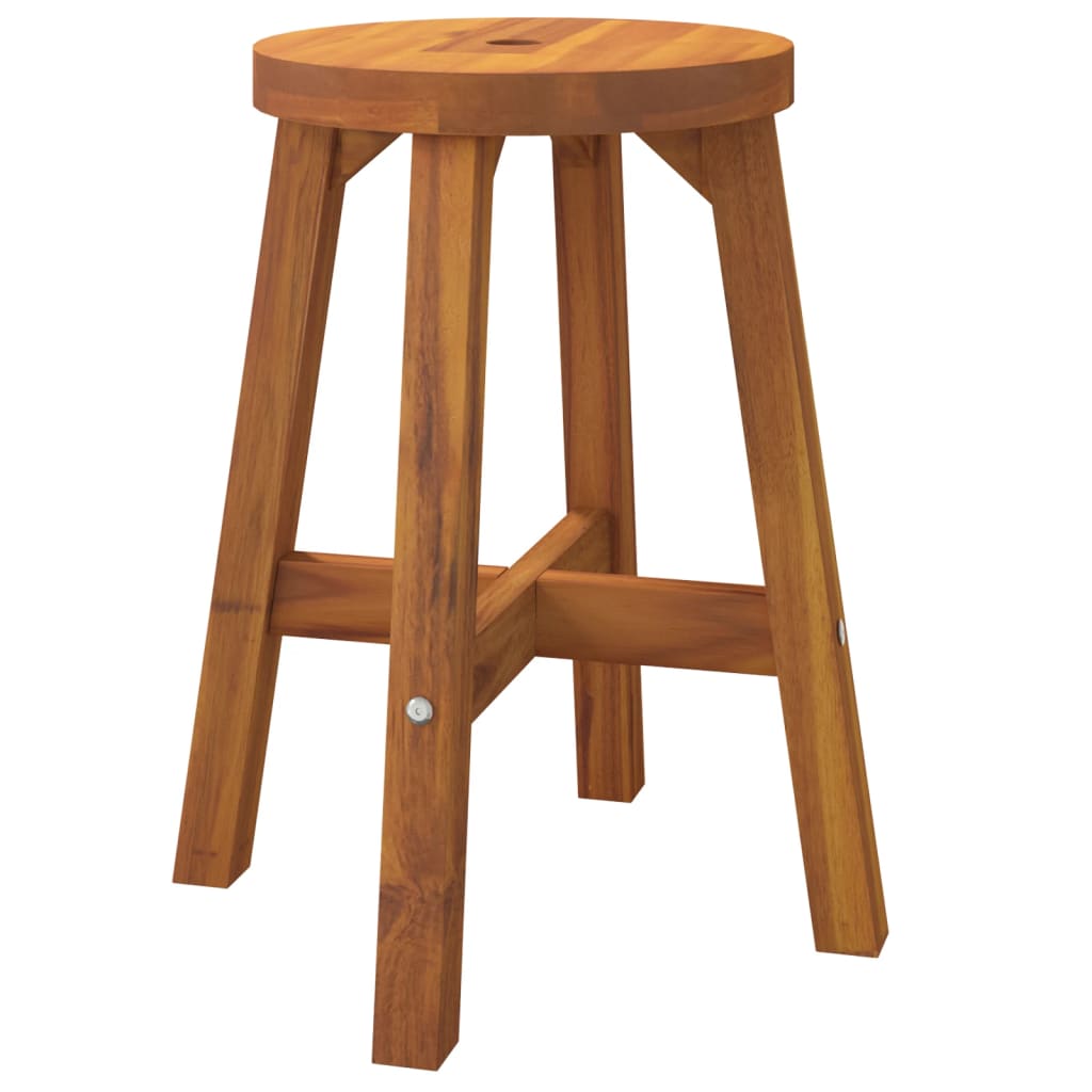 Stool Brown 15"x15"x17.7" Round Solid Wood Acacia