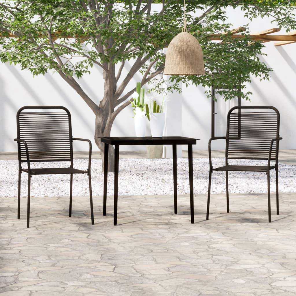 3 Piece Patio Dining Set Black