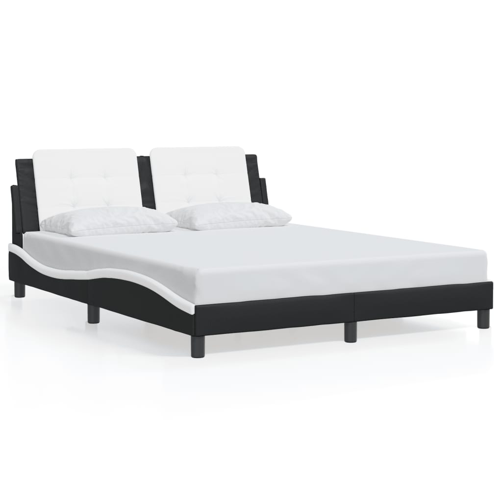 Bed Frame with LED without Mattress Black and White 59.8"x79.9"