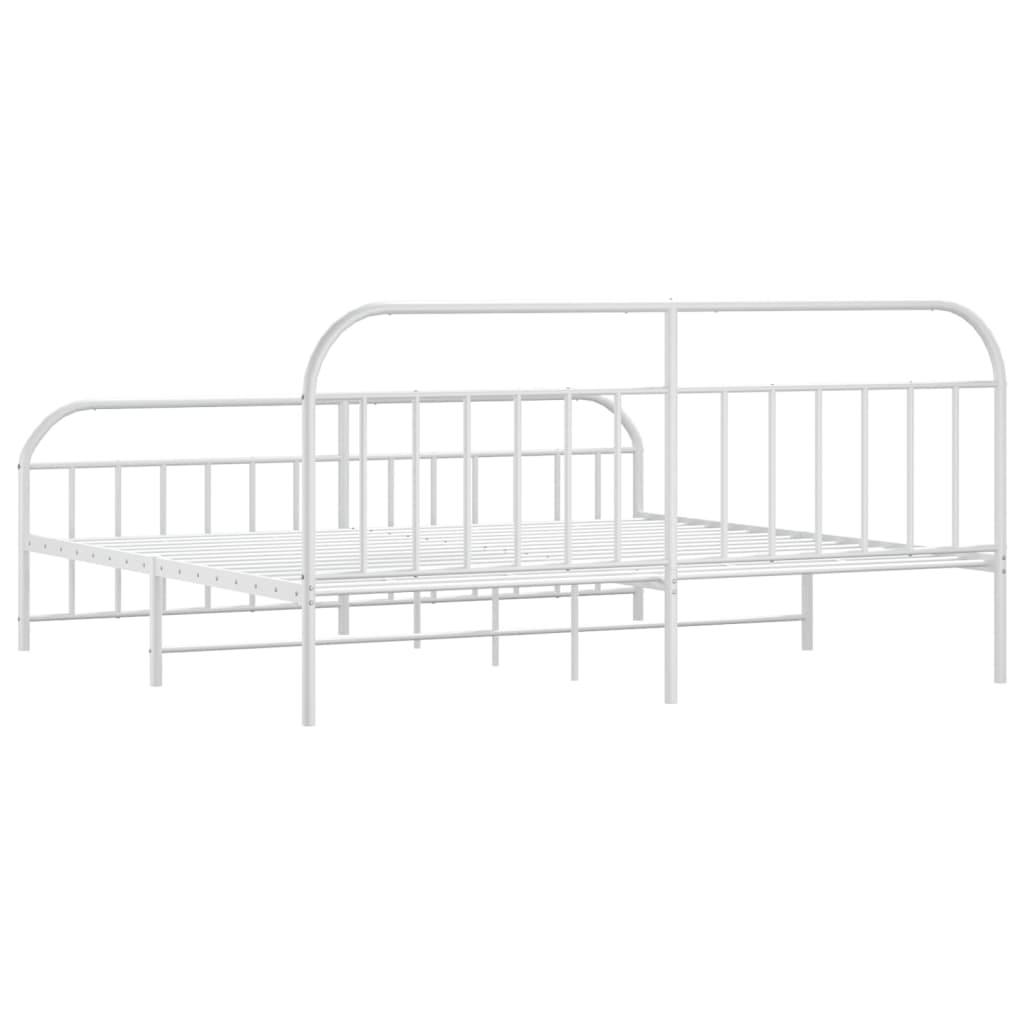 Metal Bed Frame without Mattress with Footboard White 76"x79.9"