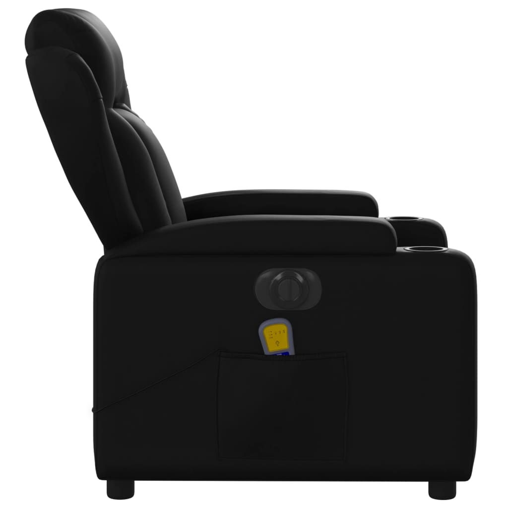 Electric Massage Recliner Chair Black Faux Leather