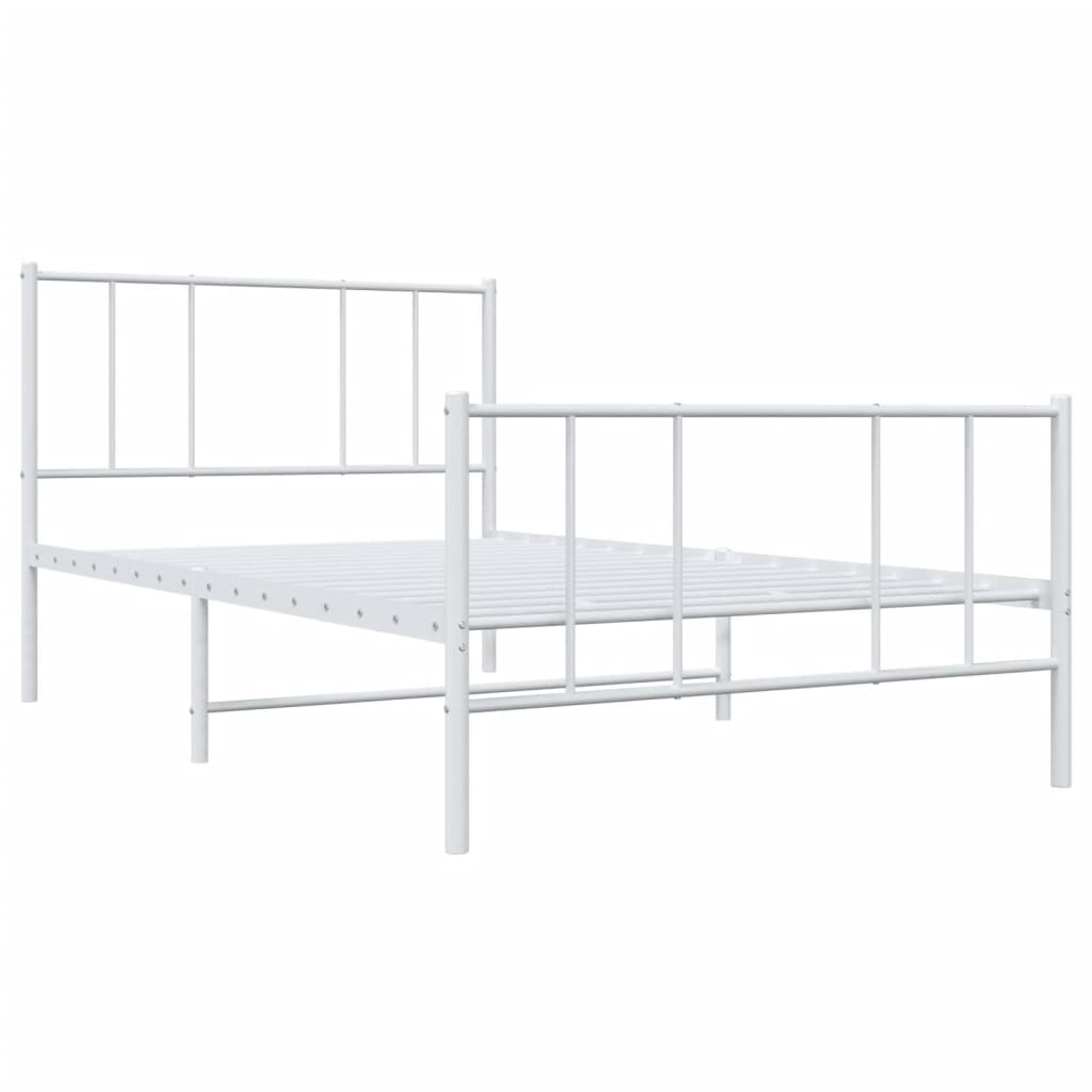 Metal Bed Frame without Mattress with Footboard White 39.4"x78.7"