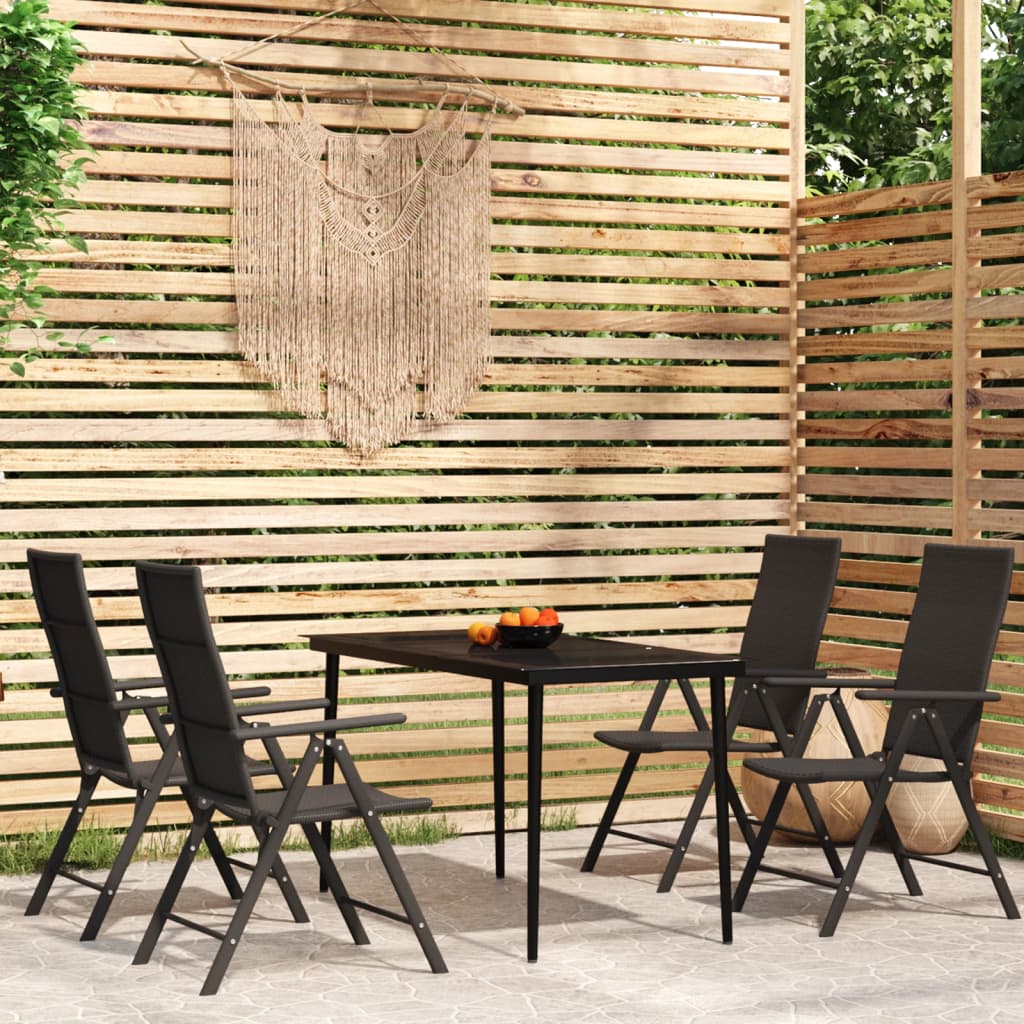 5 Piece Patio Dining Set Black