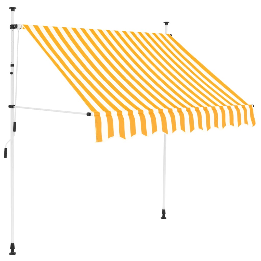 Manual Retractable Awning 59" Orange and White Stripes