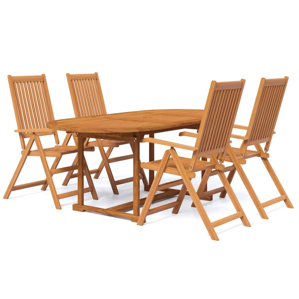 5 Piece Patio Dining Set Solid Wood Acacia