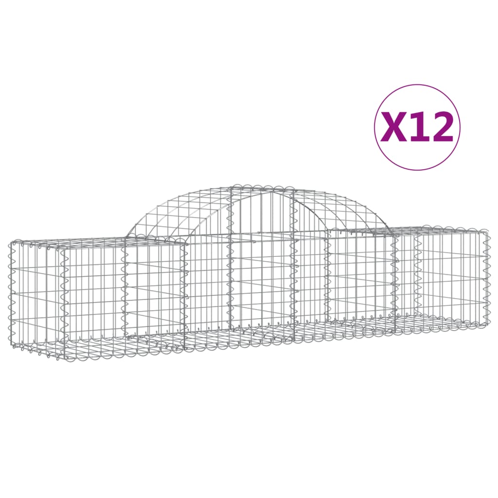 Arched Gabion Baskets 12 pcs 78.7"x19.7"x15.7"/23.6" Galvanized Iron