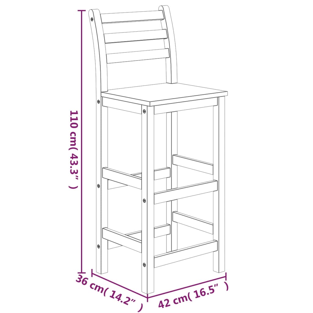 5 Piece Patio Bar Set Solid Wood Acacia