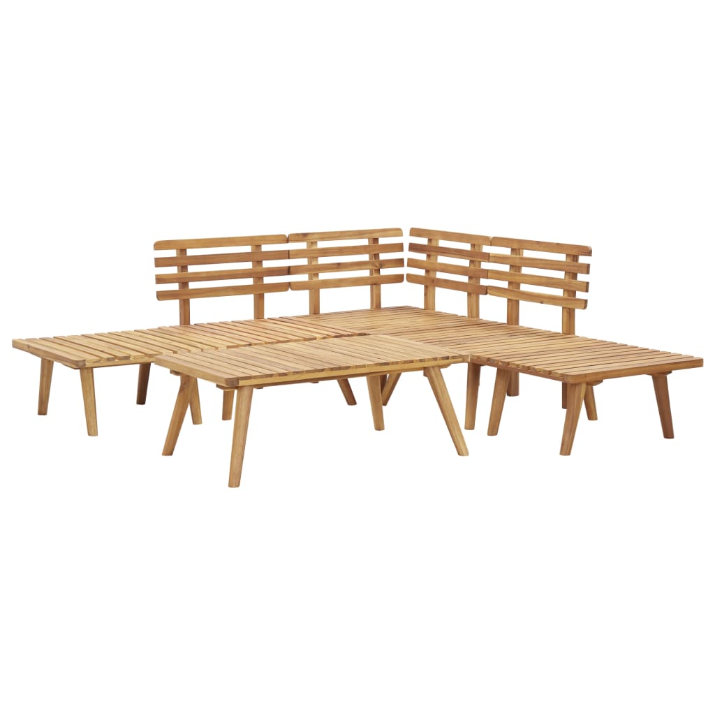 6 Piece Patio Lounge Set Solid Wood Acacia