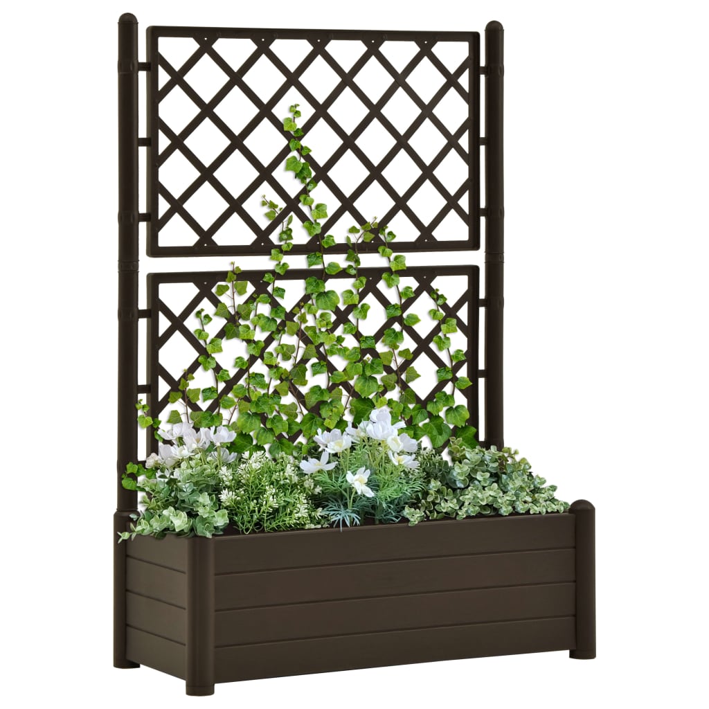 Garden Planter with Trellis 16.9"x16.9"x55.9" PP Stone Gray