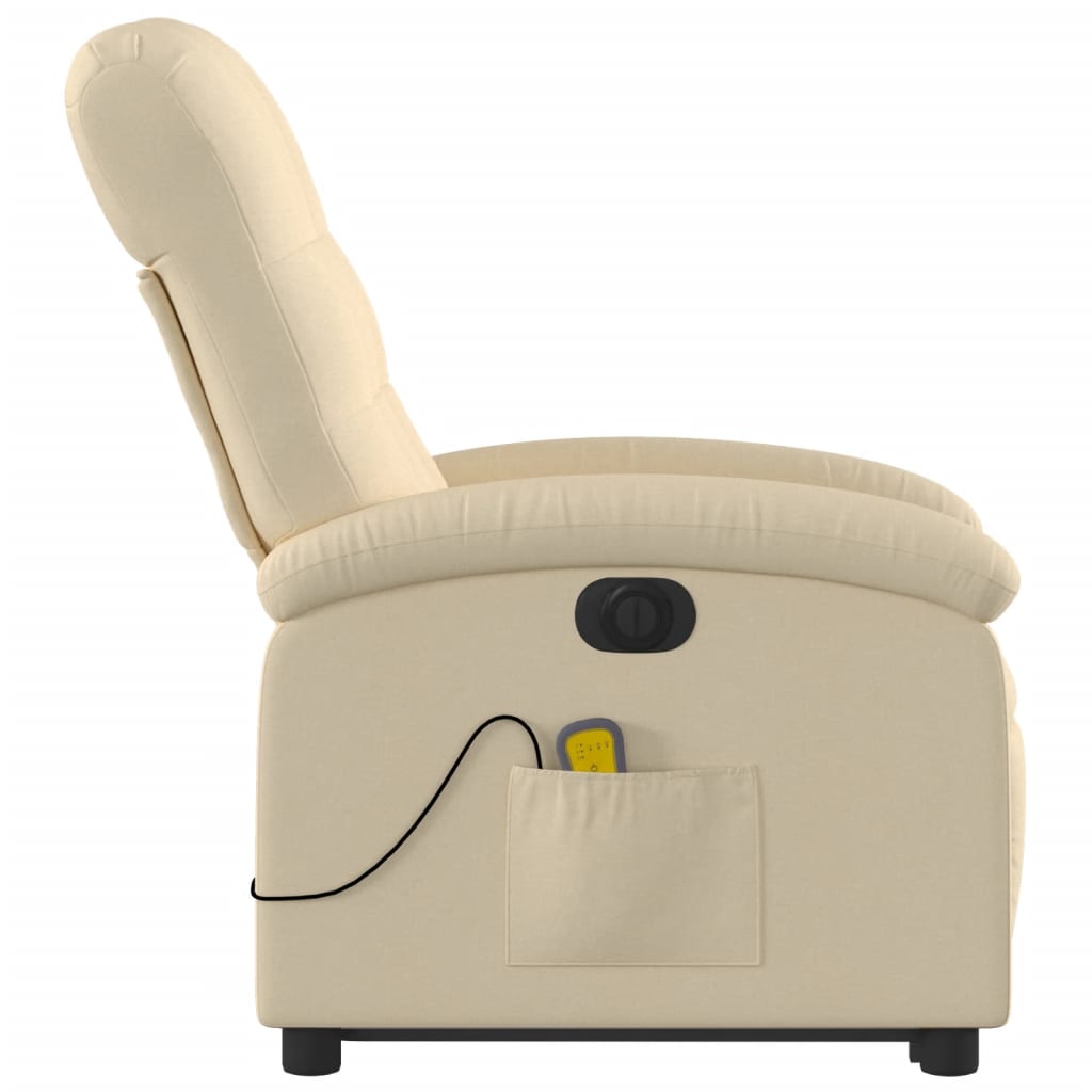 Electric Stand up Massage Recliner Chair Cream Fabric