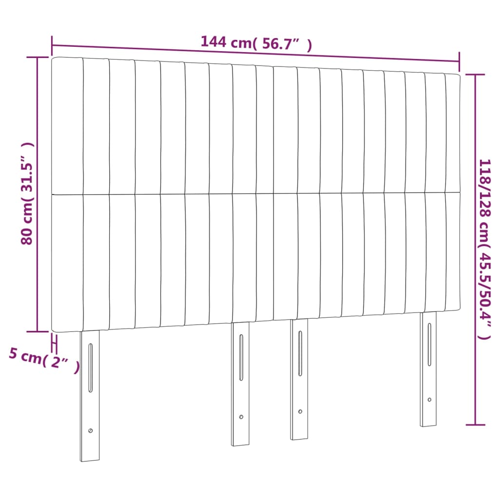 Headboards 4 pcs Light Gray 28.3"x2"x30.7"/34.6" Velvet