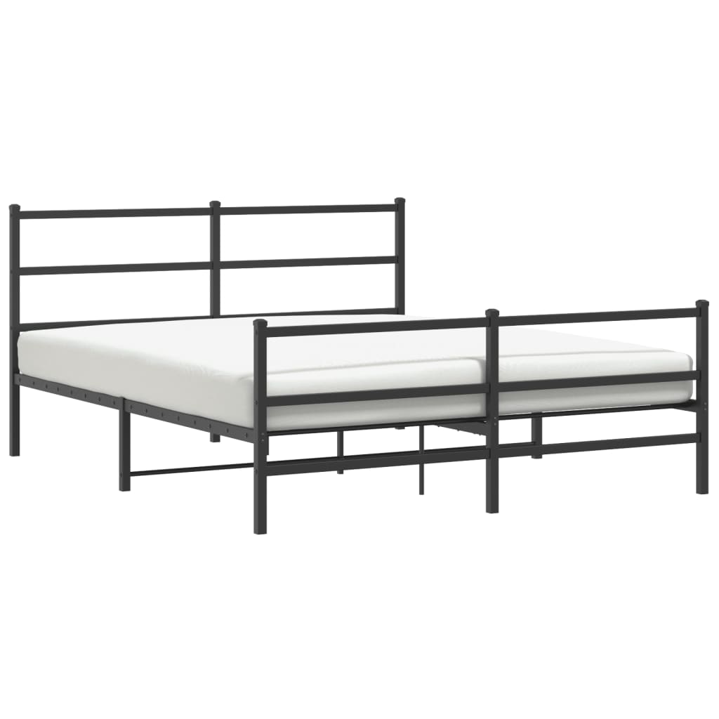 Metal Bed Frame without Mattress with Footboard��Black 59.1"x78.7"