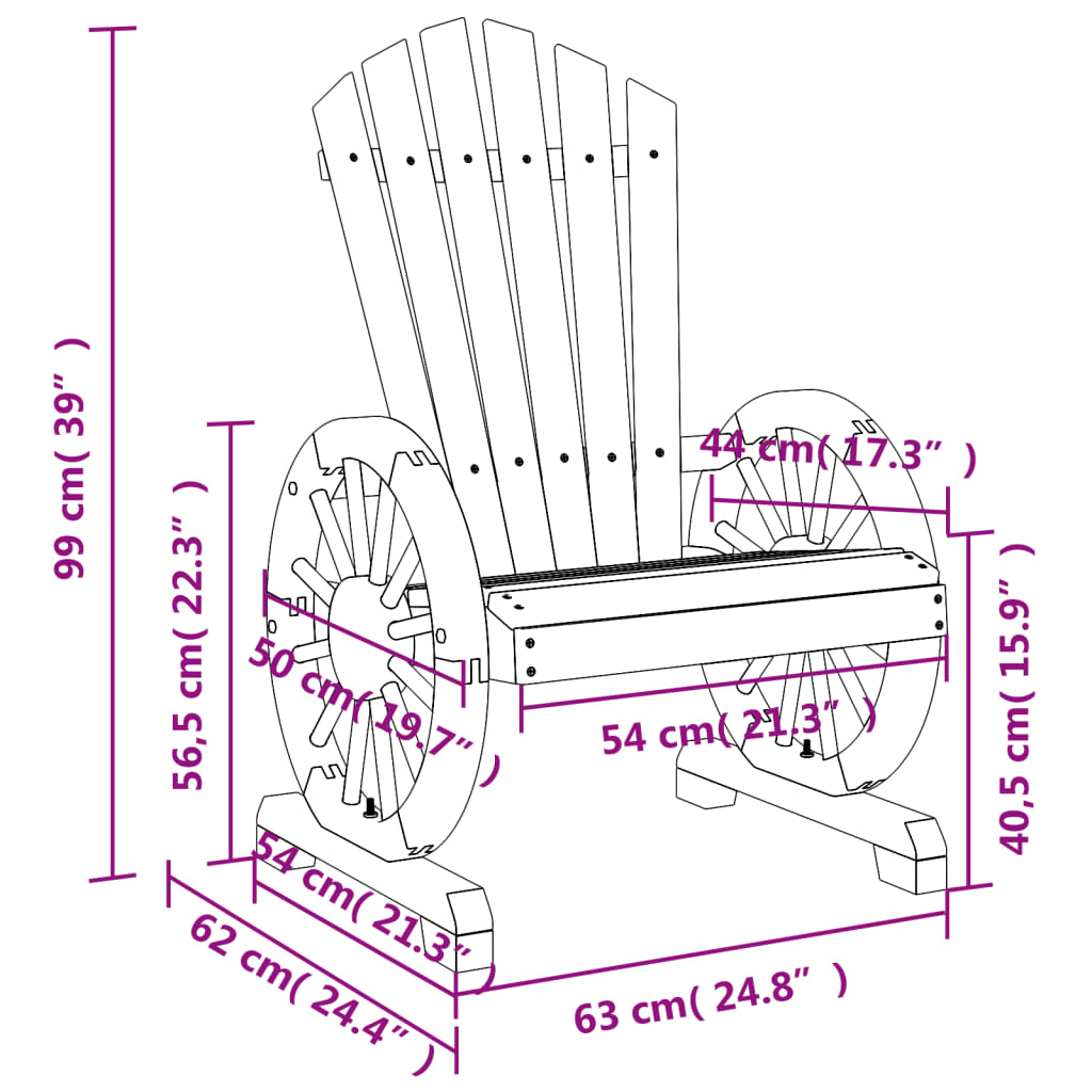 Patio Adirondack Chairs 4 pcs Solid Wood Fir